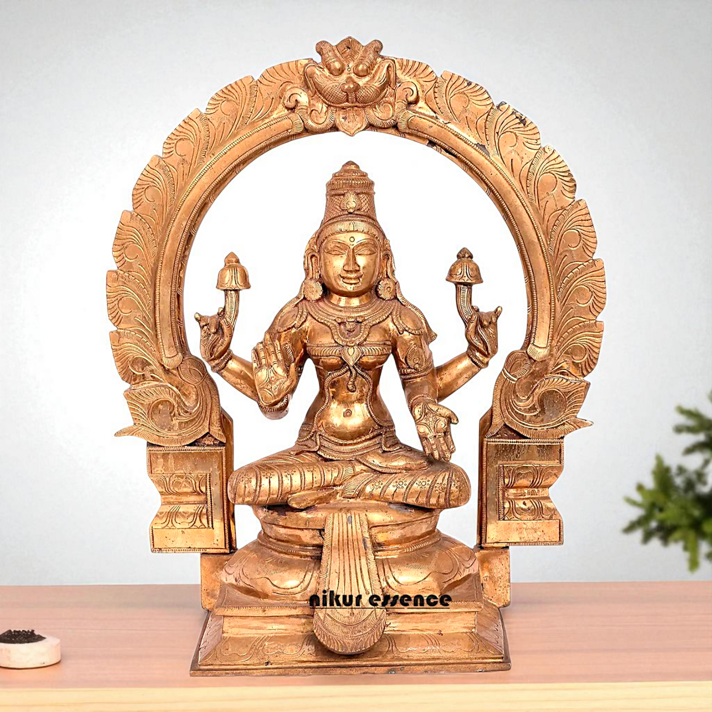 Large Lakshmi Maa Seated on throne with Blessing Bronze/Panchaloha idol - 22 Inches Nikuressence