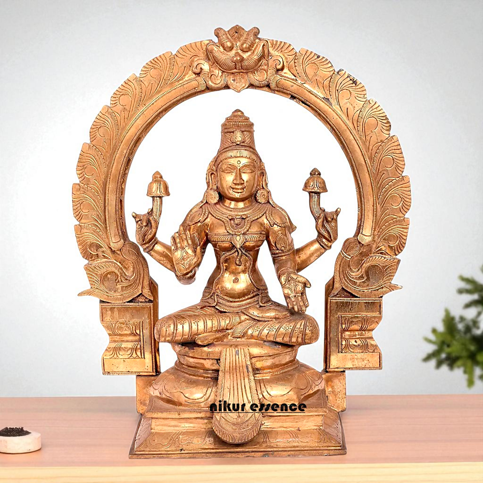 Large Lakshmi Maa Seated on throne with Blessing Bronze/Panchaloha idol - 22 Inches Nikuressence