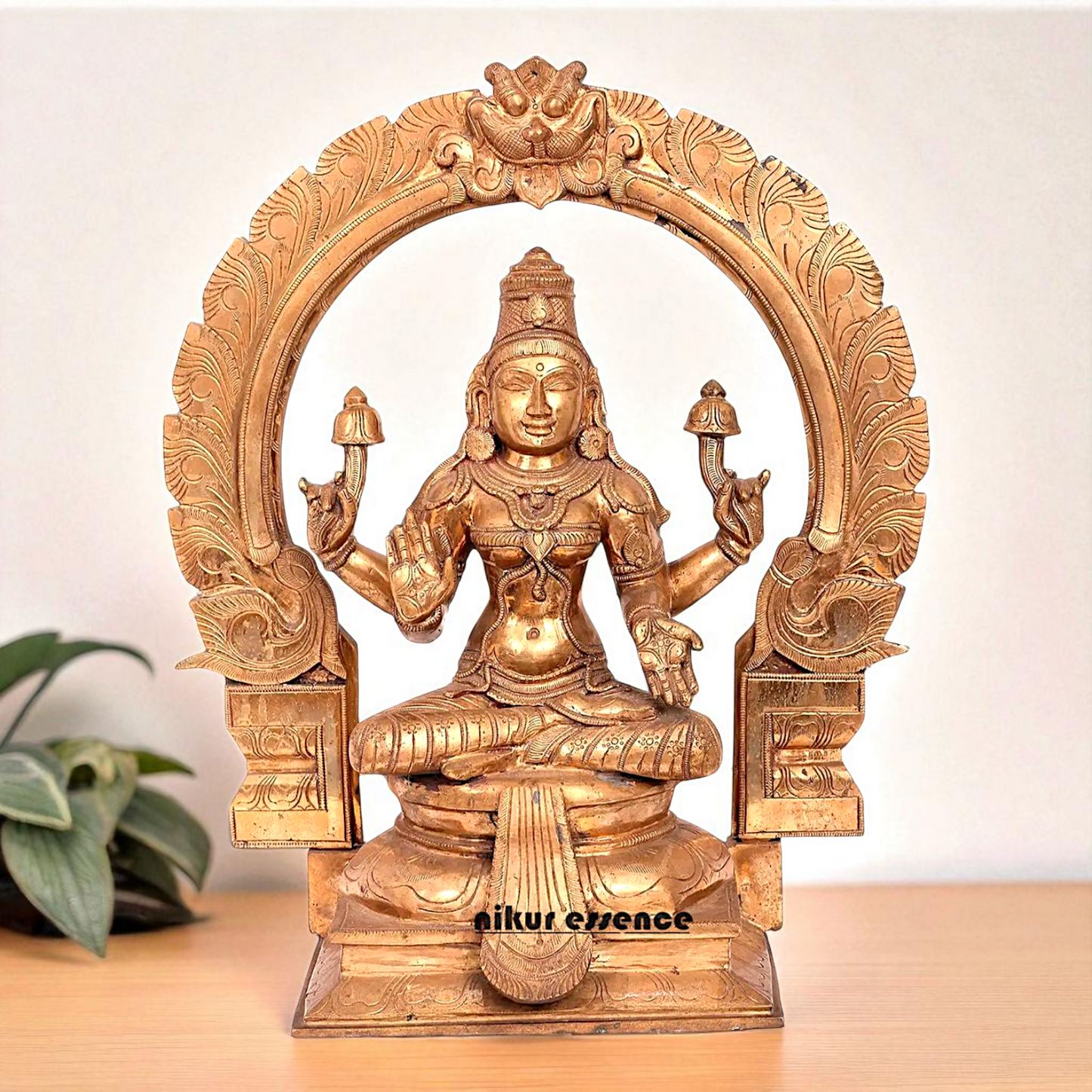 Large Lakshmi Maa Seated on throne with Blessing Bronze/Panchaloha idol - 22 Inches Nikuressence