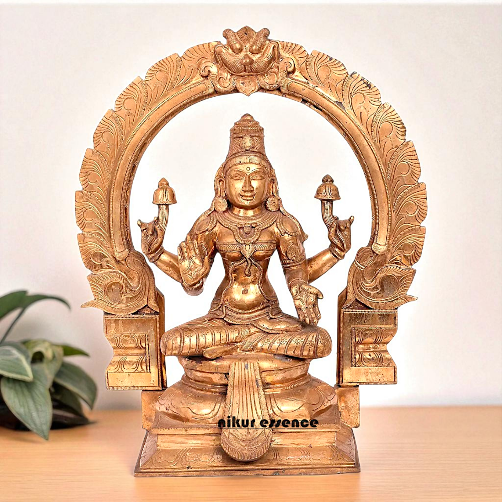 Large Lakshmi Maa Seated on throne with Blessing Bronze/Panchaloha idol - 22 Inches Nikuressence
