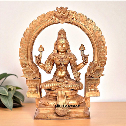 Large Lakshmi Maa Seated on throne with Blessing Bronze/Panchaloha idol - 22 Inches Nikuressence