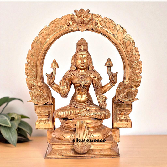 Large Lakshmi Maa Seated on throne with Blessing Bronze/Panchaloha idol - 22 Inches Nikuressence