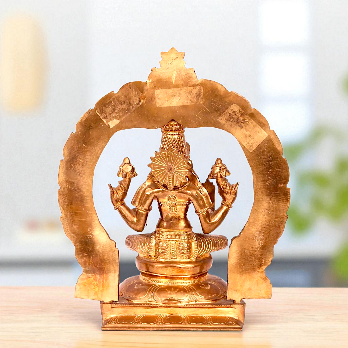 Goddess Lakshmi Mata Seated on kirtimukha throne with Four Armed Bronze/Panchaloha idol - 1 Feet Nikuressence