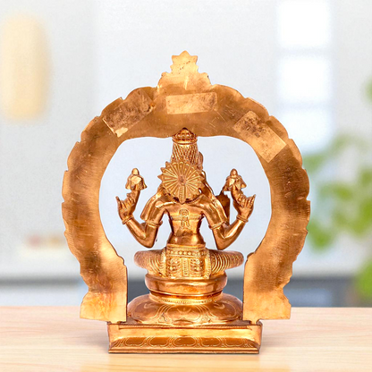 Goddess Lakshmi Mata Seated on kirtimukha throne with Four Armed Bronze/Panchaloha idol - 1 Feet Nikuressence