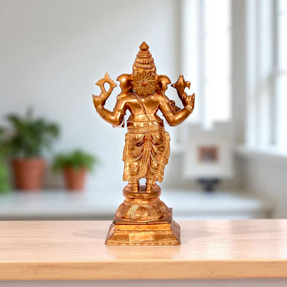 Lord Ganesha Ganpati Bappa morya Standing with Four Armed Bronze/Panchaloha idol - 15 Inches Nikuressence