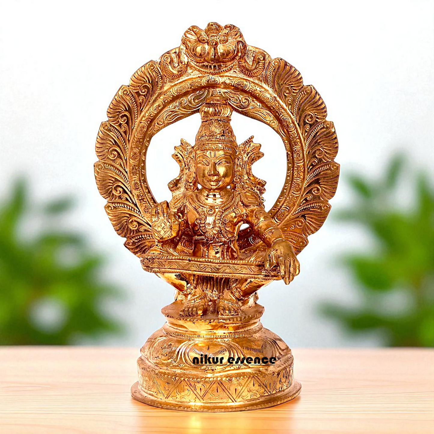 Lord Ayyappan Swamy Murugan Seated with Blessing Bronze/Panchaloha idol - 11 Inches Nikuressence