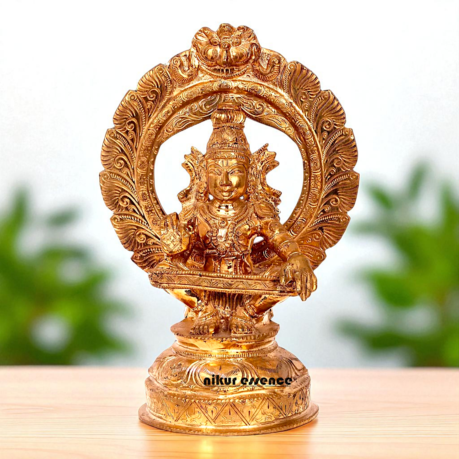Lord Ayyappan Swamy Murugan Seated with Blessing Bronze/Panchaloha idol - 11 Inches Nikuressence