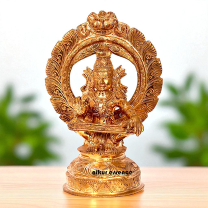 Lord Ayyappan Swamy Murugan Seated with Blessing Bronze/Panchaloha idol - 11 Inches Nikuressence