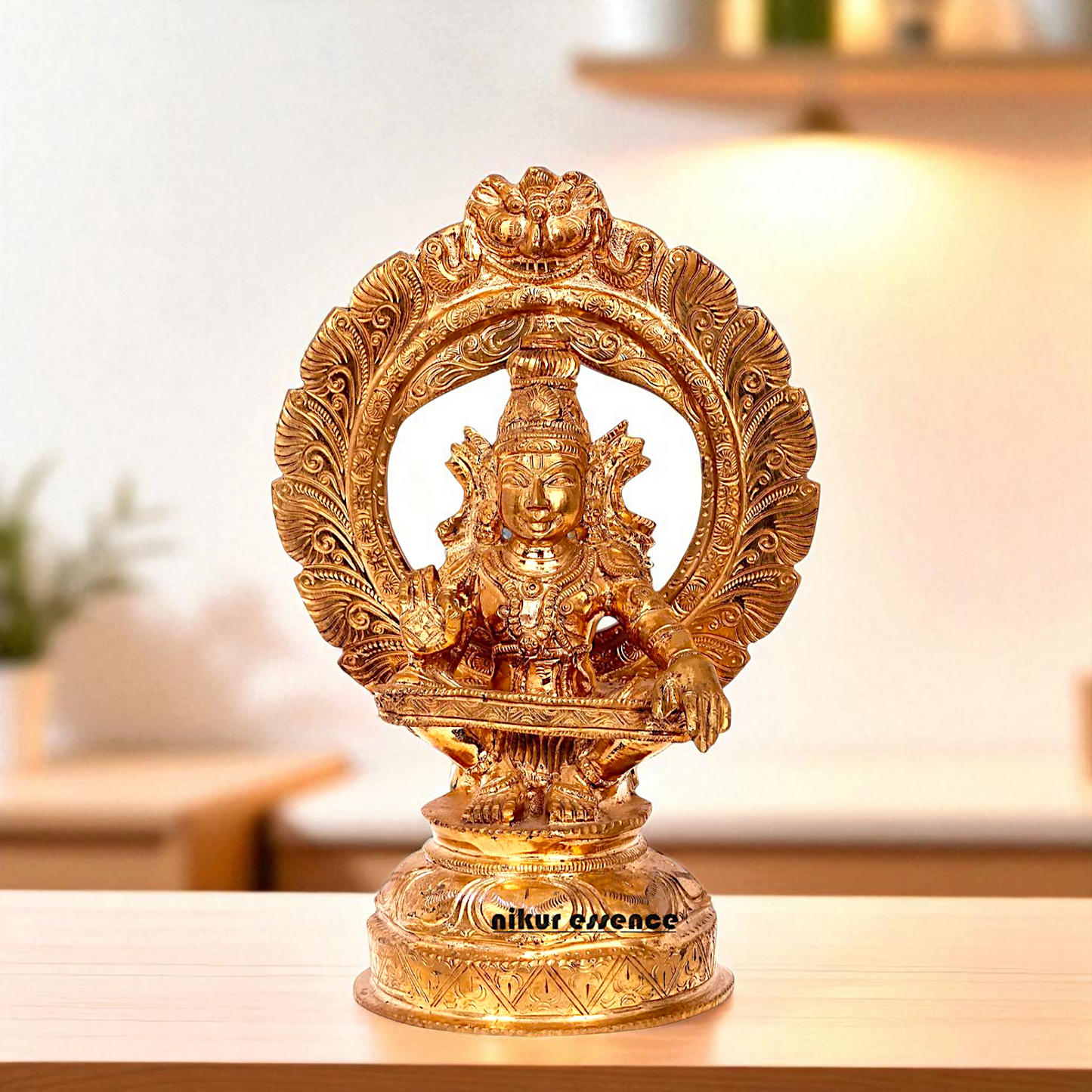 Lord Ayyappan Swamy Murugan Seated with Blessing Bronze/Panchaloha idol - 11 Inches Nikuressence