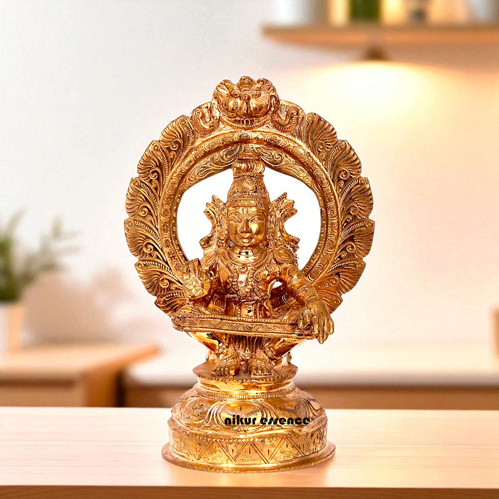 Lord Ayyappan Swamy Murugan Seated with Blessing Bronze/Panchaloha idol - 11 Inches Nikuressence