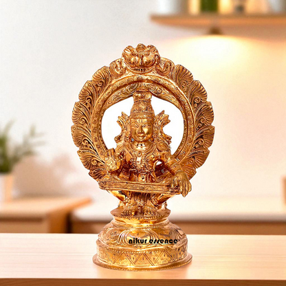 Lord Ayyappan Swamy Murugan Seated with Blessing Bronze/Panchaloha idol - 11 Inches Nikuressence