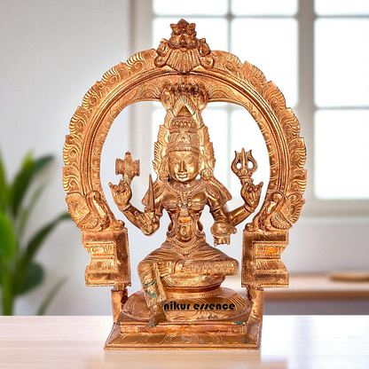 Goddess Mariamman Durga seated on kirtimukha throne Blessing Bronze/Panchaloha idol 1 Feet Nikuressence