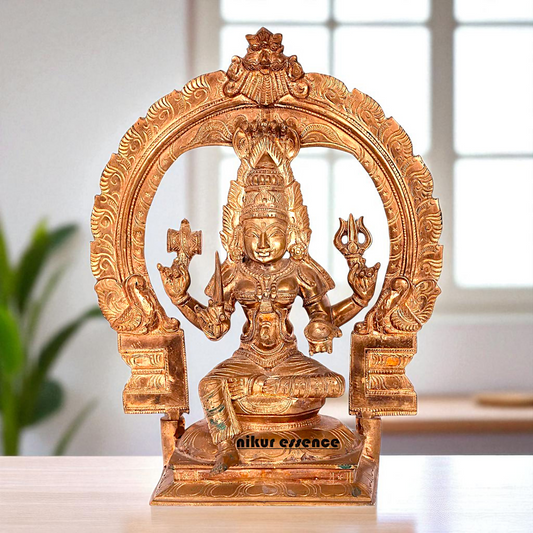 Goddess Mariamman Durga seated on kirtimukha throne Blessing Bronze/Panchaloha idol 1 Feet Nikuressence