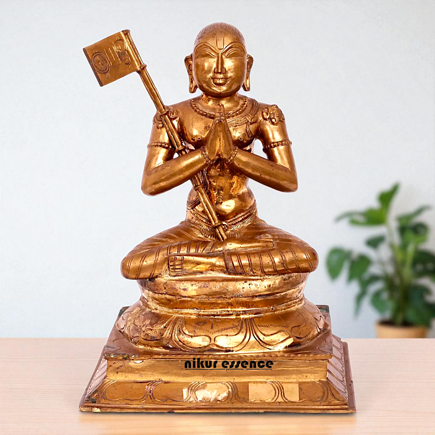 Lord Ramanuja swamy seated with namaskar pose Bronze/Panchaloha idol - 15 Inches Nikuressence