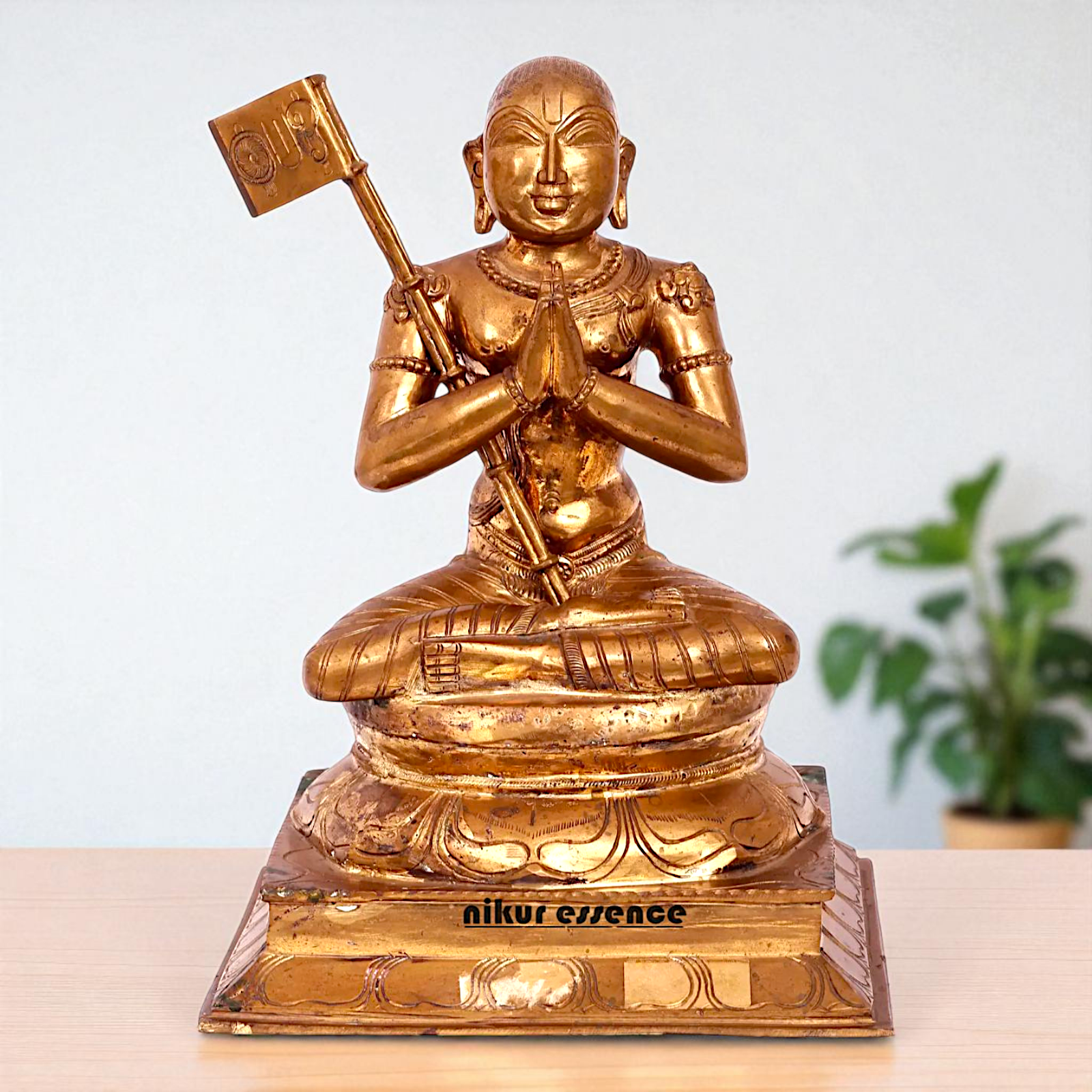 Lord Ramanuja swamy seated with namaskar pose Bronze/Panchaloha idol - 15 Inches Nikuressence