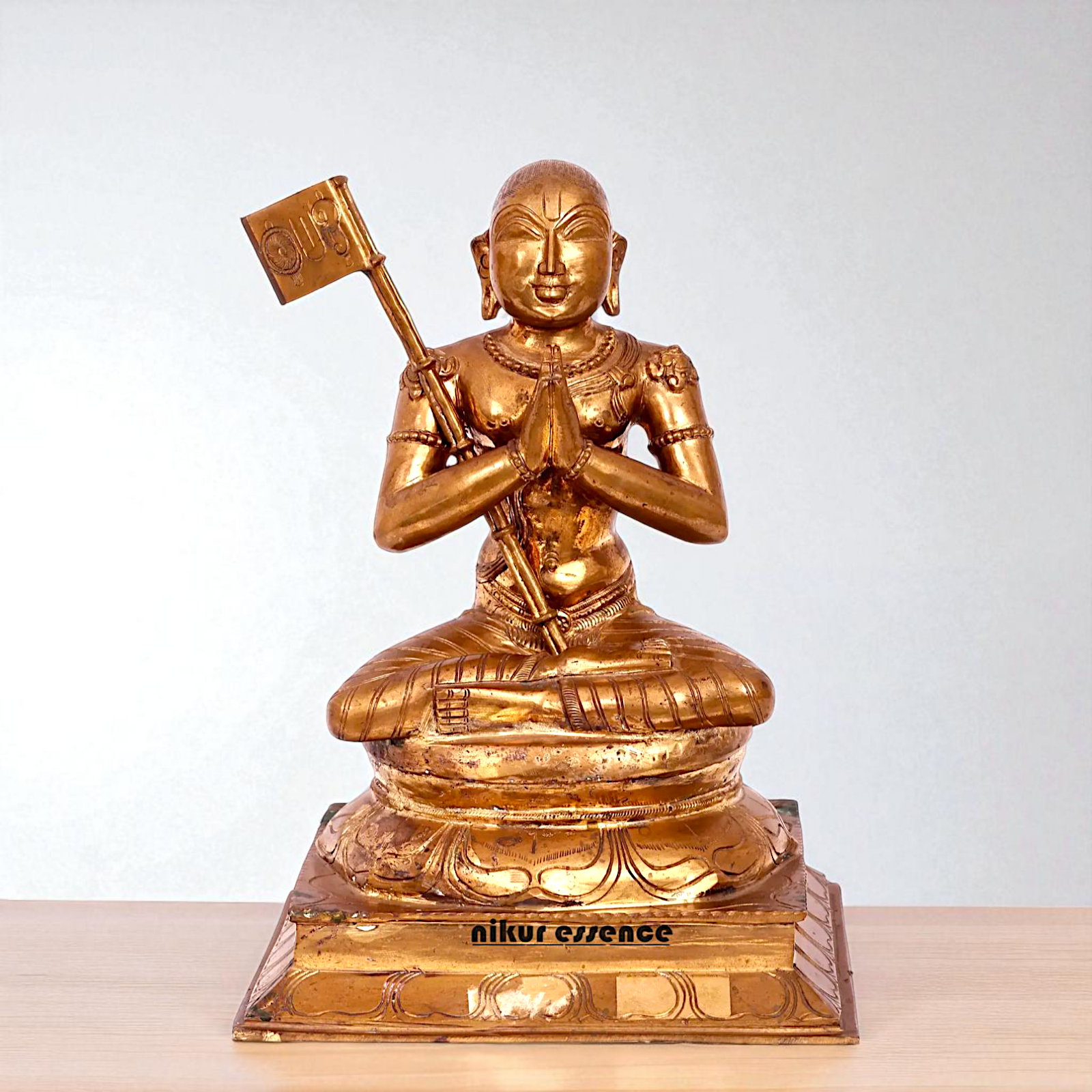 Lord Ramanuja swamy seated with namaskar pose Bronze/Panchaloha idol - 15 Inches Nikuressence