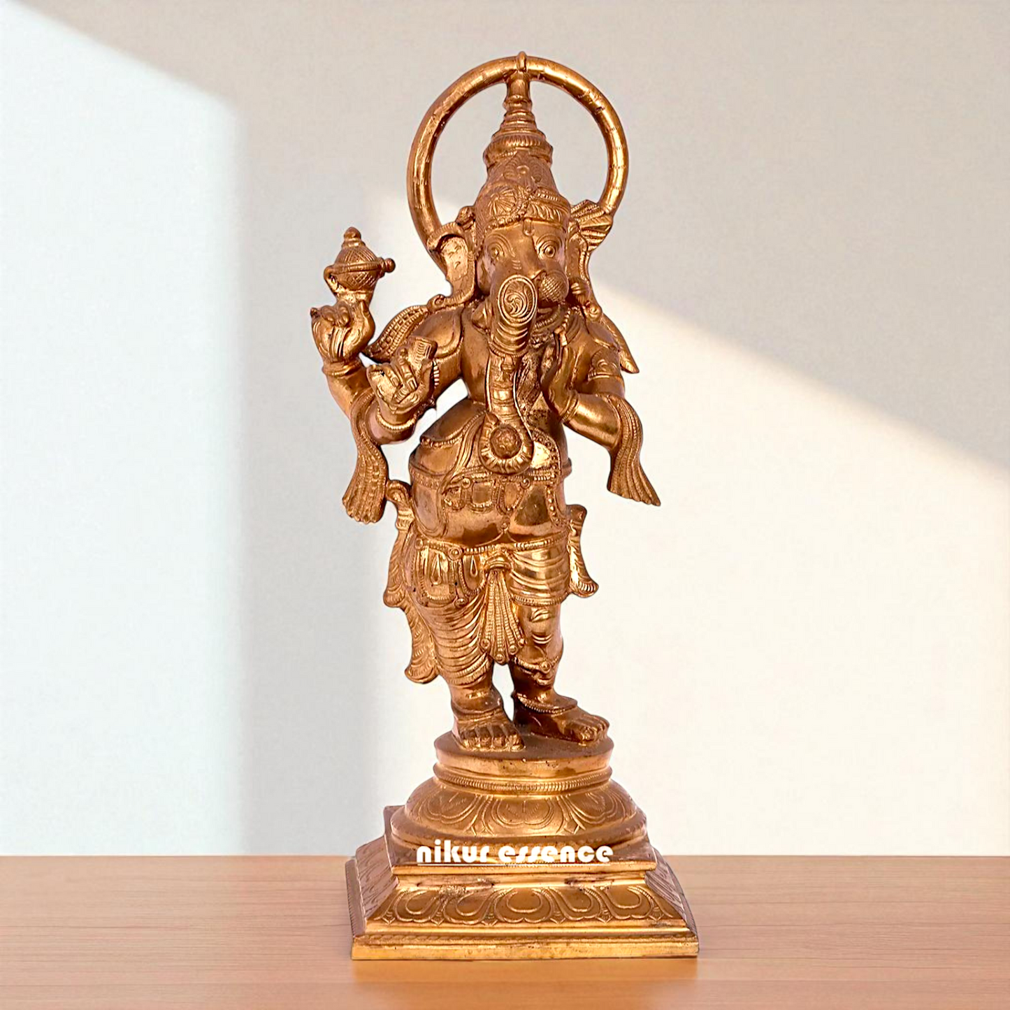 Lord Ganesha Aadyanta Bhagwan Vinayaka Standing Bronze Panchaloha idol - 13 Inches Nikuressence