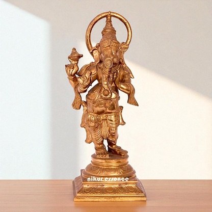 Lord Ganesha Aadyanta Bhagwan Vinayaka Standing Bronze Panchaloha idol - 13 Inches Nikuressence
