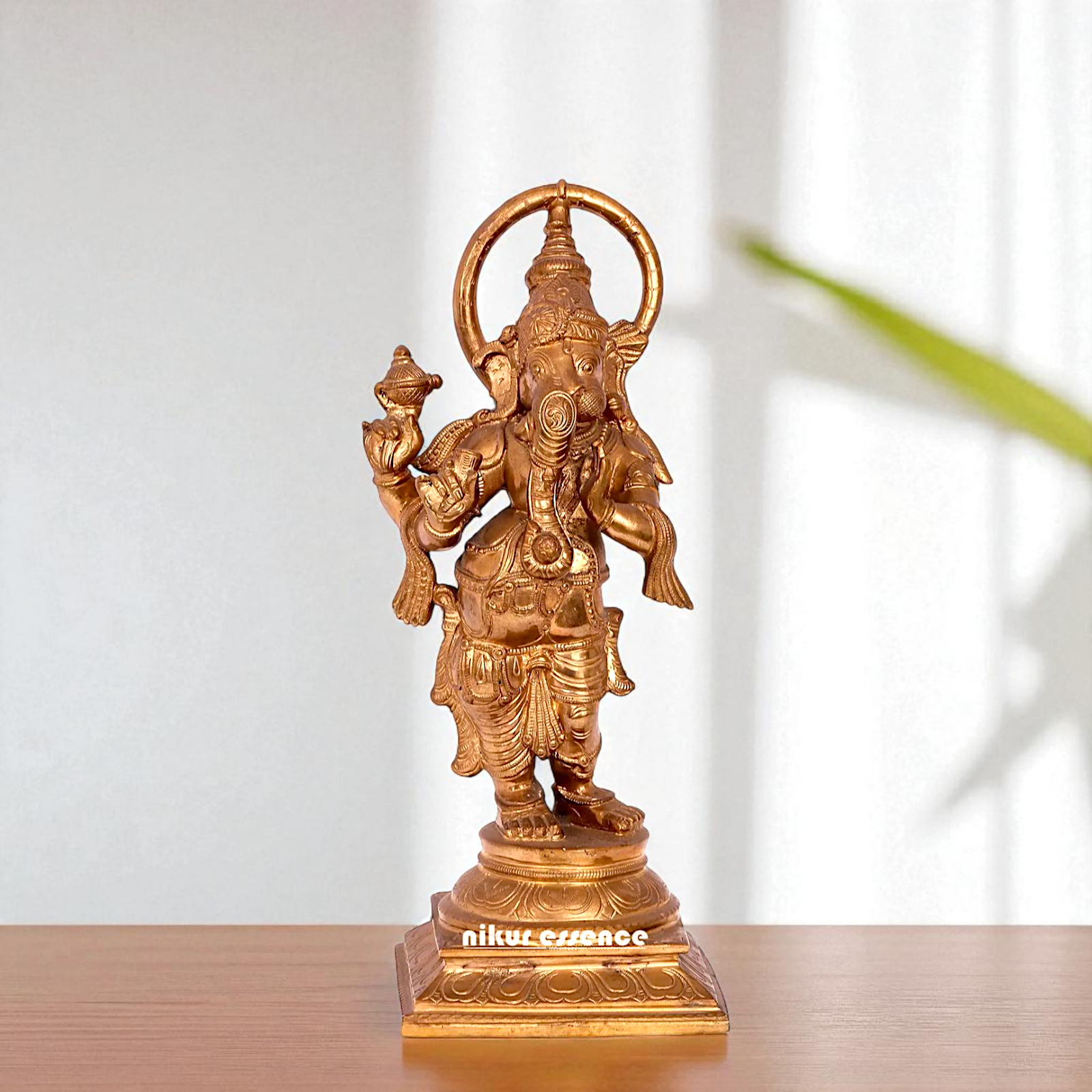 Lord Ganesha Aadyanta Bhagwan Vinayaka Standing Bronze Panchaloha idol - 13 Inches Nikuressence