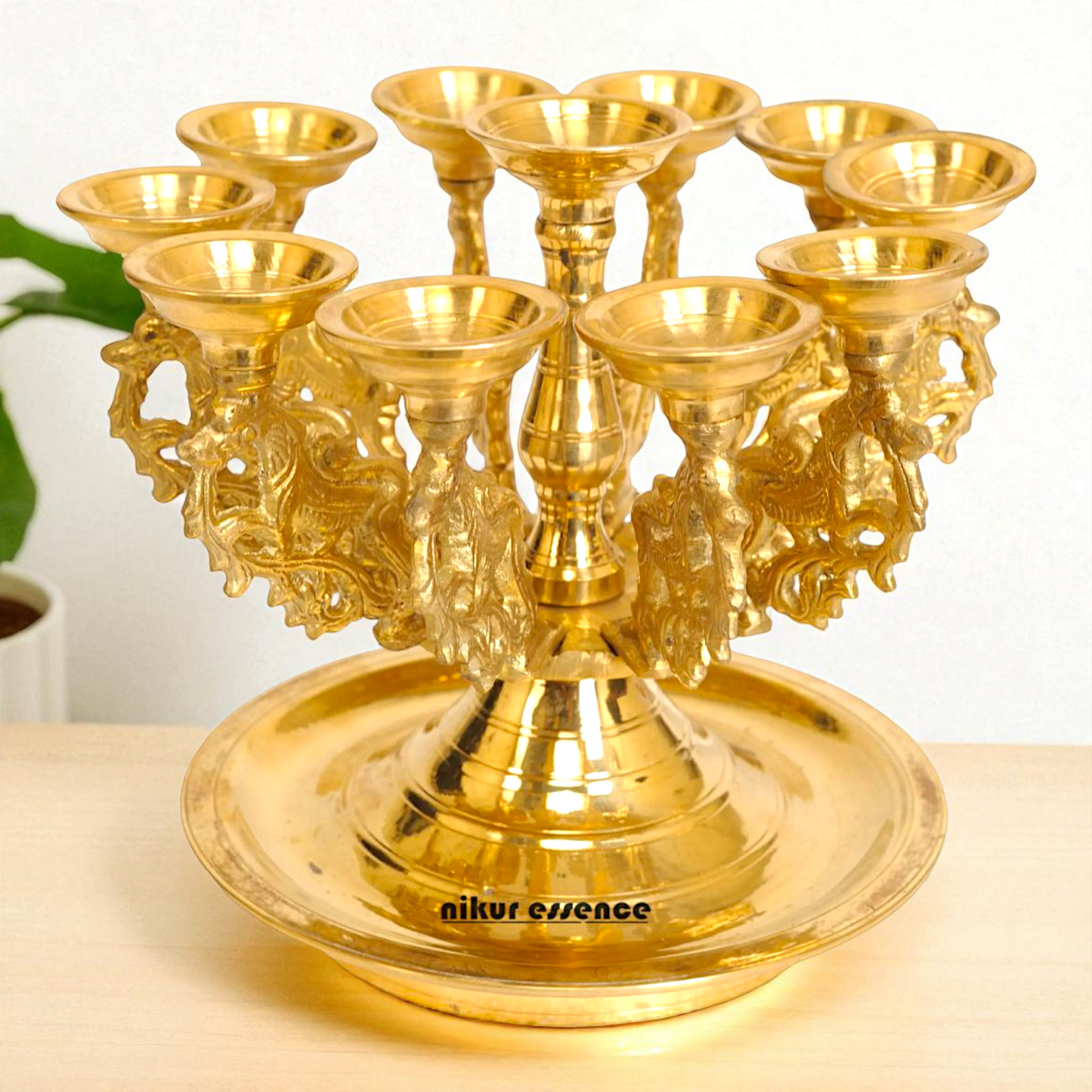 Eleven Diya lamps big Bronze/Panchaloha - 8 Inches Nikuressence