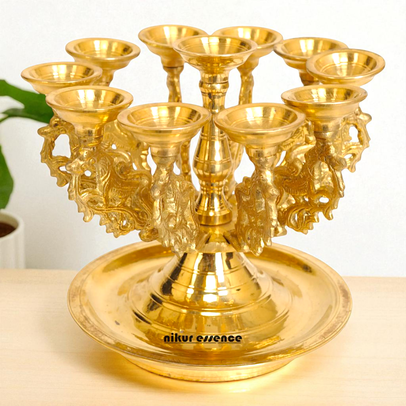 Eleven Diya lamps big Bronze/Panchaloha - 8 Inches Nikuressence