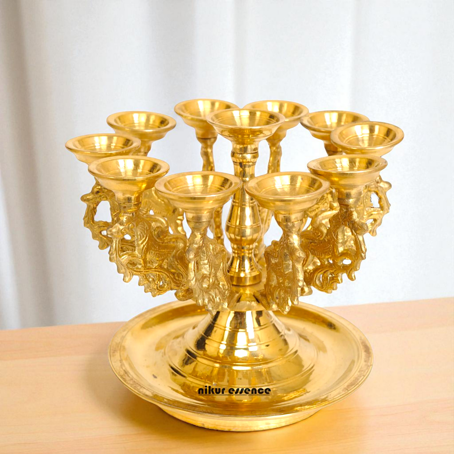 Eleven Diya lamps big Bronze/Panchaloha - 8 Inches Nikuressence