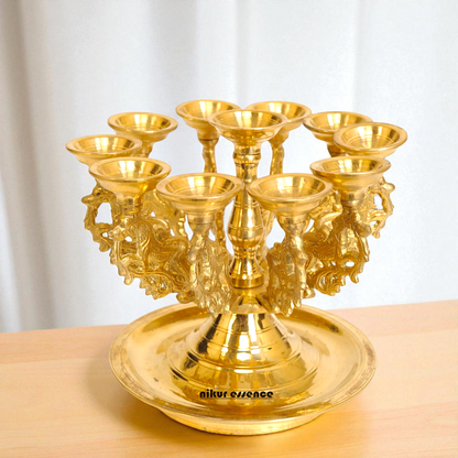 Eleven Diya lamps big Bronze/Panchaloha - 8 Inches Nikuressence