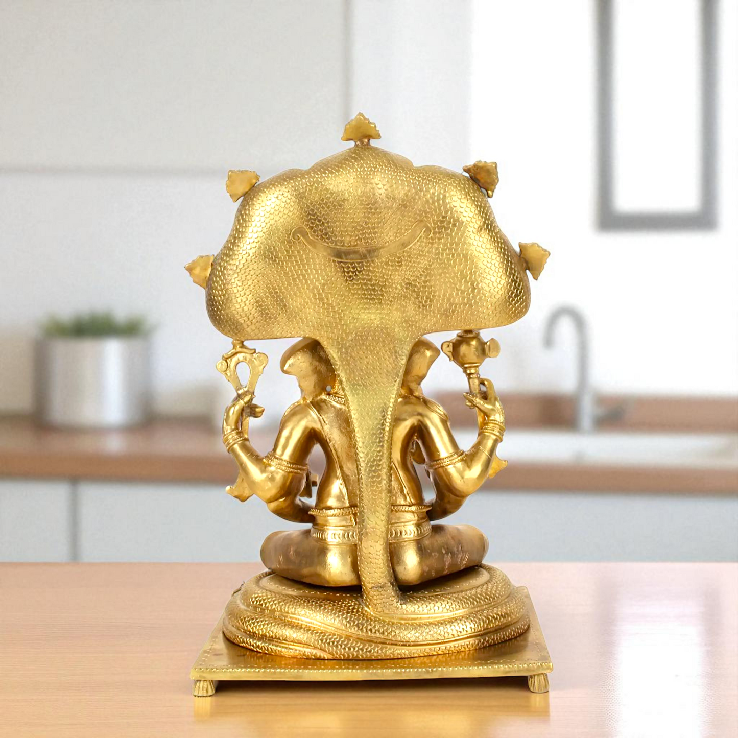 Bronze/Panchaloha Ganesha seated on sheshnag statue - 18 Inches Nikuressence