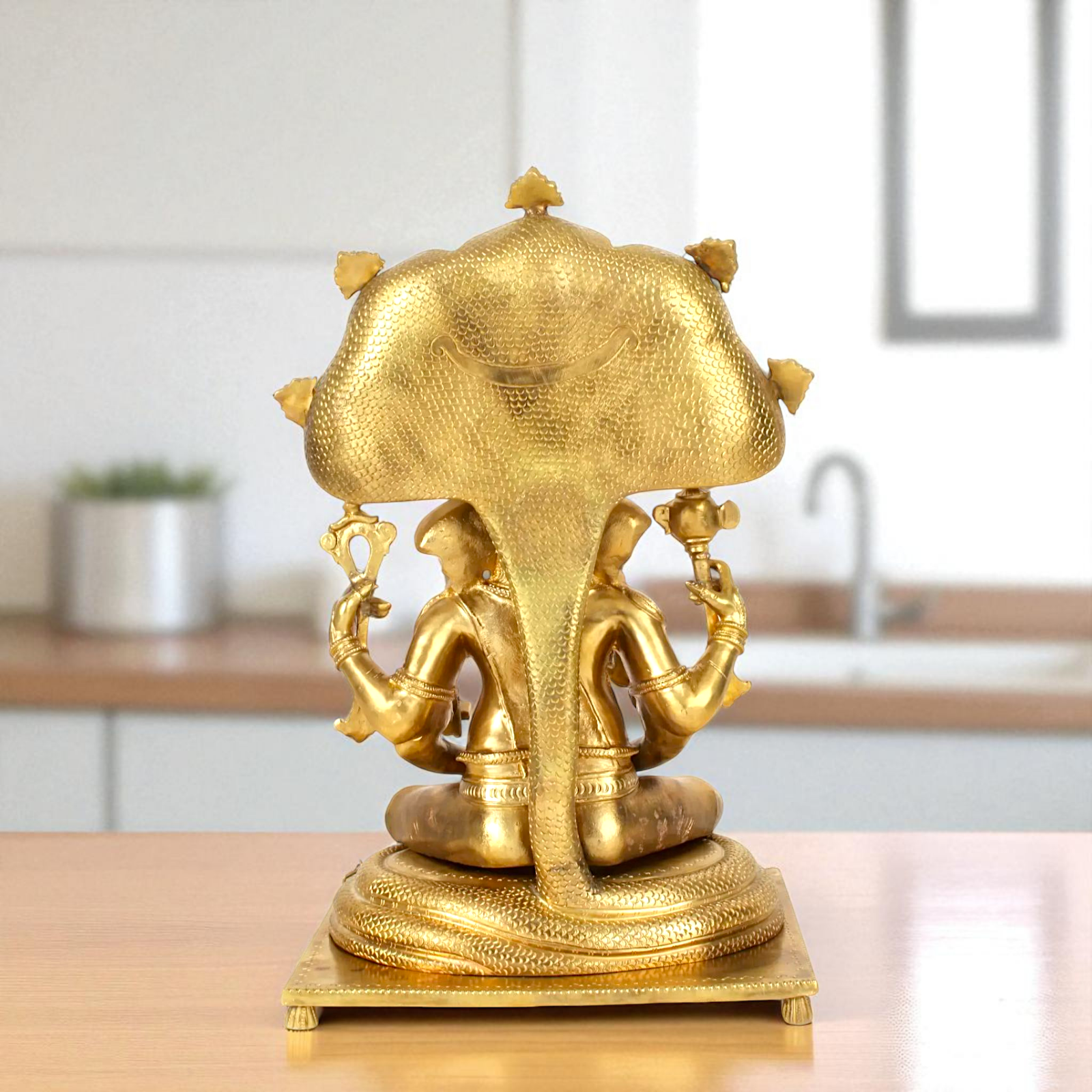 Bronze/Panchaloha Ganesha seated on sheshnag statue - 18 Inches Nikuressence