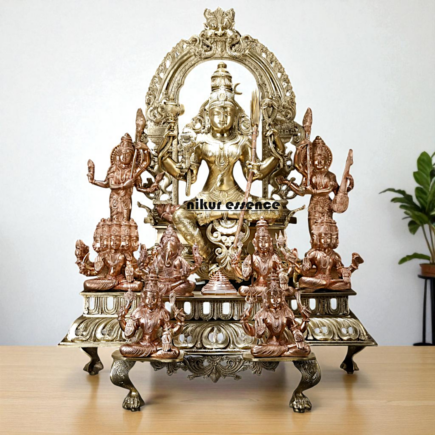 Goddess Tripura Sundari Devi Seated on kirtimukha throne Bronze/Panchaloha idol - 3 Feet Nikuressence