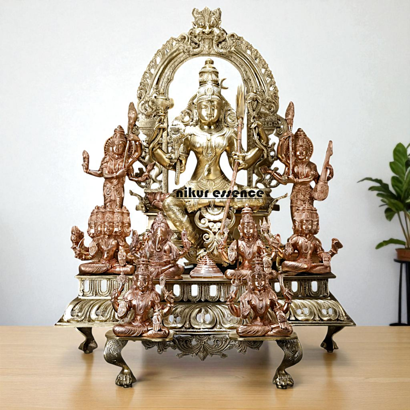 Goddess Tripura Sundari Devi Seated on kirtimukha throne Bronze/Panchaloha idol - 3 Feet Nikuressence