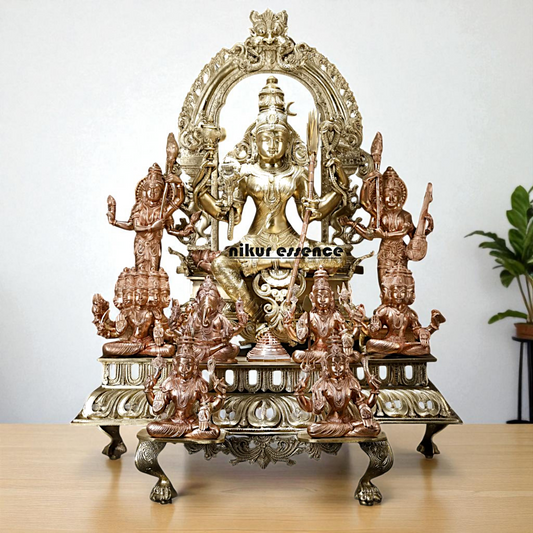 Goddess Tripura Sundari Devi Seated on kirtimukha throne Bronze/Panchaloha idol - 3 Feet Nikuressence