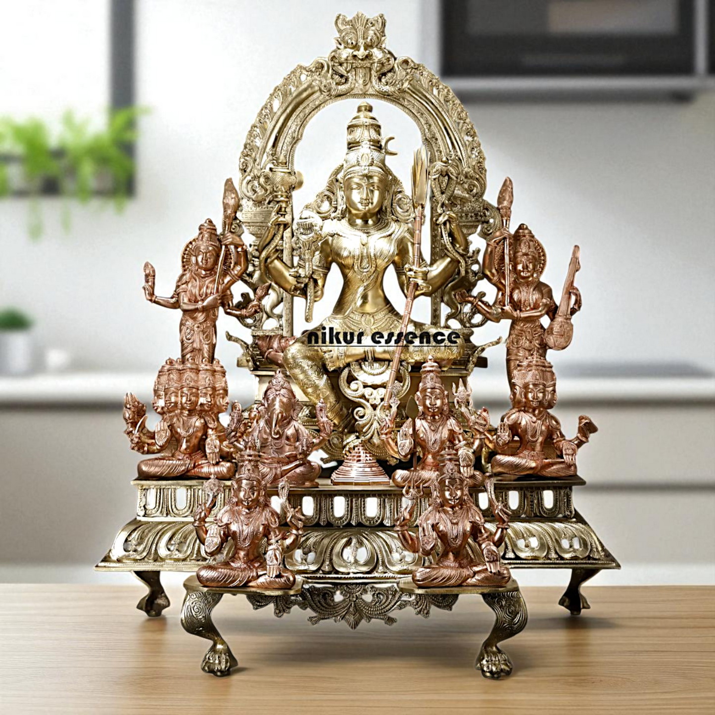 Goddess Tripura Sundari Devi Seated on kirtimukha throne Bronze/Panchaloha idol - 3 Feet Nikuressence