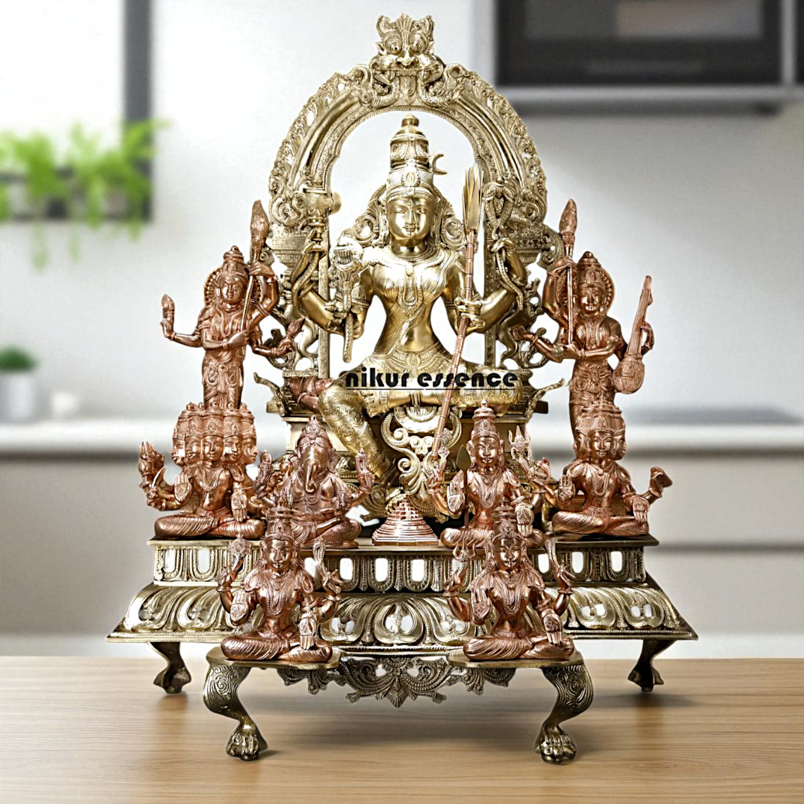 Goddess Tripura Sundari Devi Seated on kirtimukha throne Bronze/Panchaloha idol - 3 Feet Nikuressence