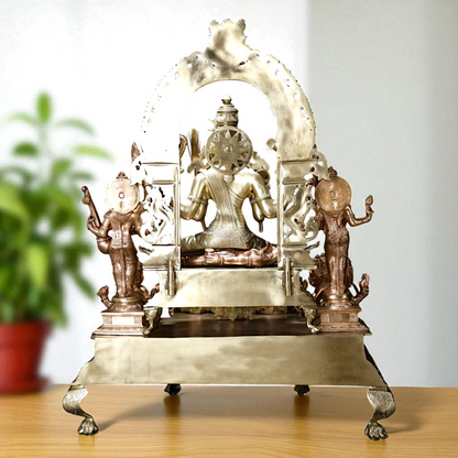 Goddess Tripura Sundari Devi Seated on kirtimukha throne Bronze/Panchaloha idol - 3 Feet Nikuressence