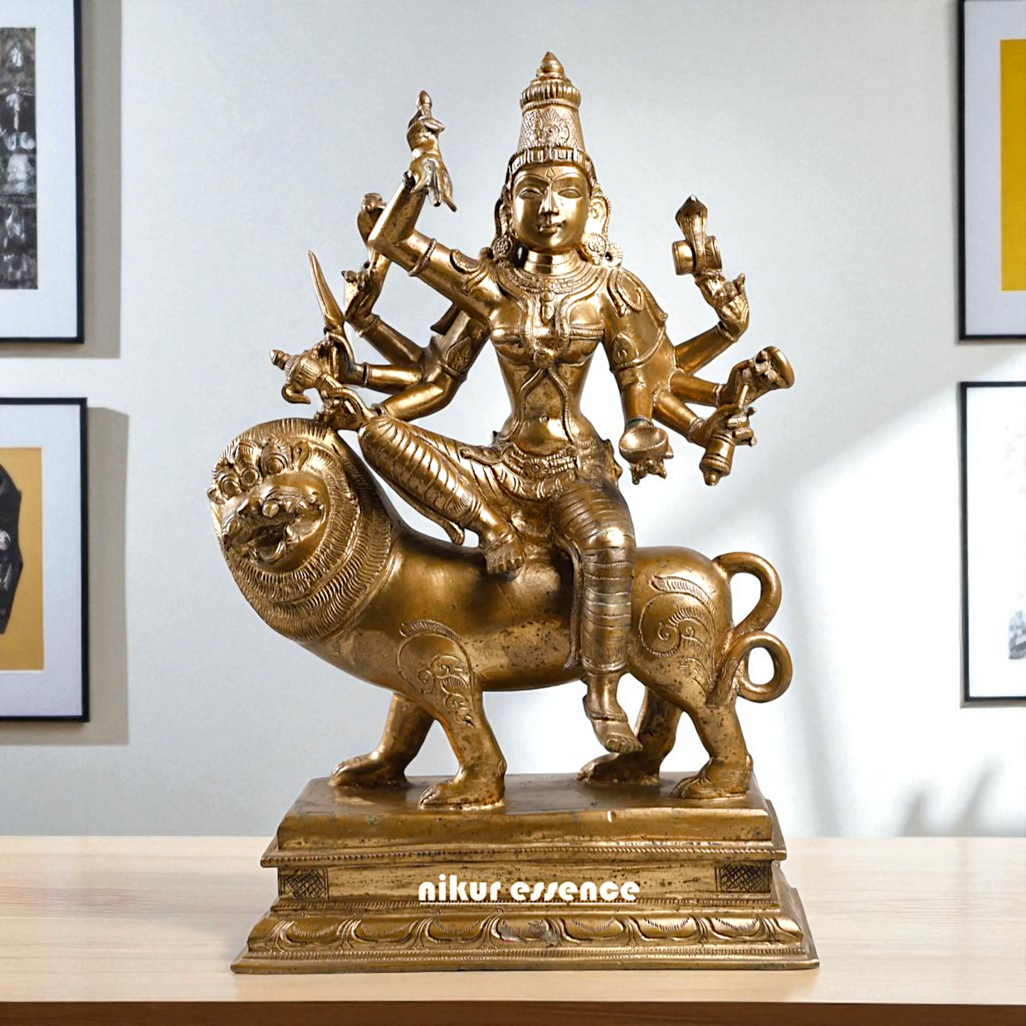 Goddess Durga Devi Sherawali Maa with Eight Bronze/Panchaloha idol - 14 Inches Nikuressence