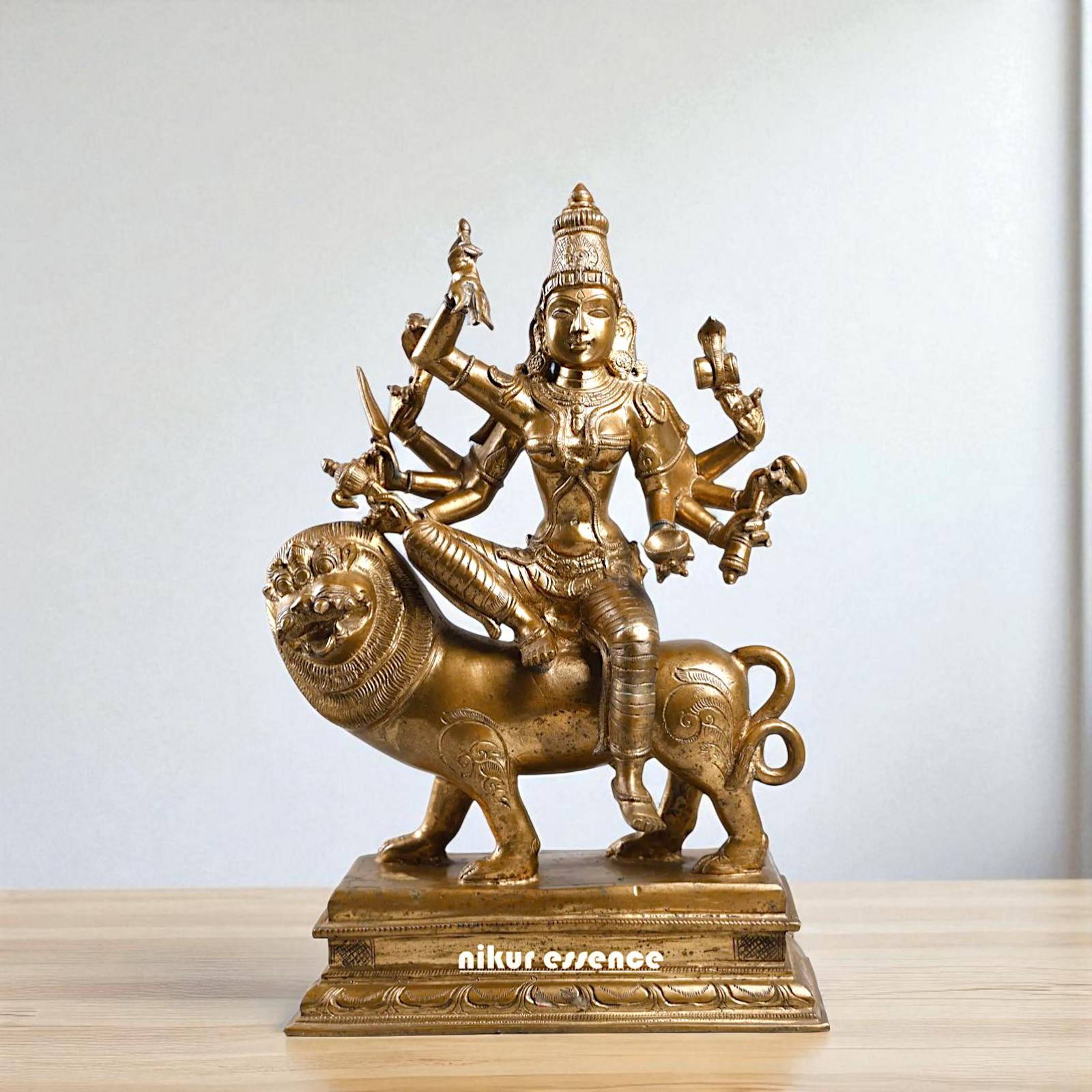 Goddess Durga Devi Sherawali Maa with Eight Bronze/Panchaloha idol - 14 Inches Nikuressence