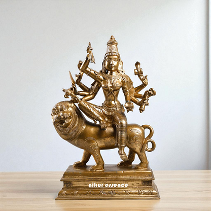 Goddess Durga Devi Sherawali Maa with Eight Bronze/Panchaloha idol - 14 Inches Nikuressence