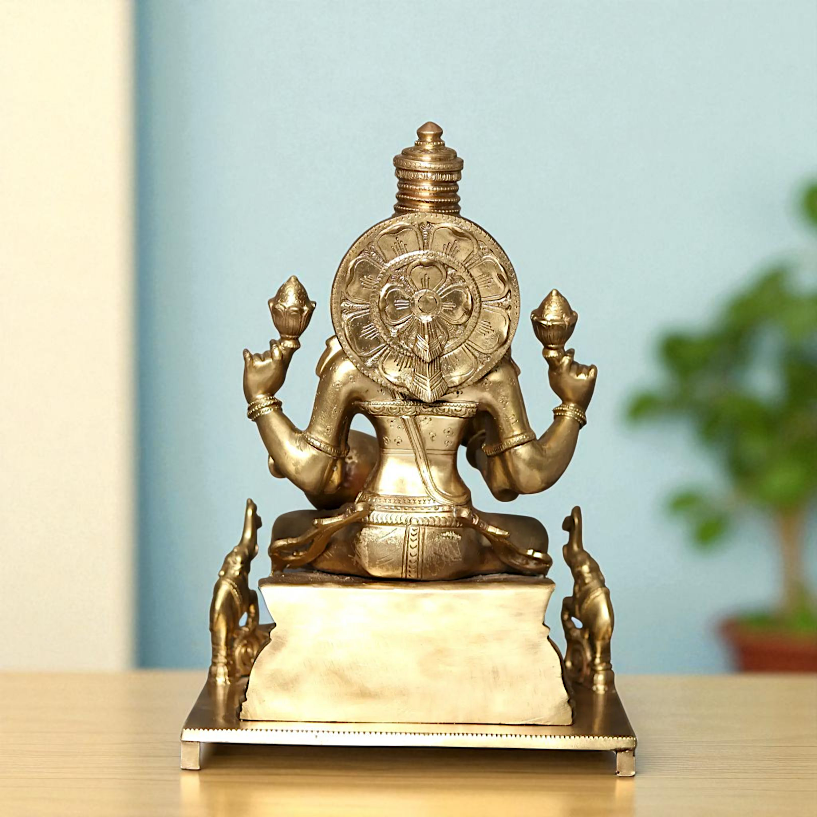 Sri Lakshmi Seated on throne with Blessing Bronze/Panchaloha idol - 16 Inches Nikuressence