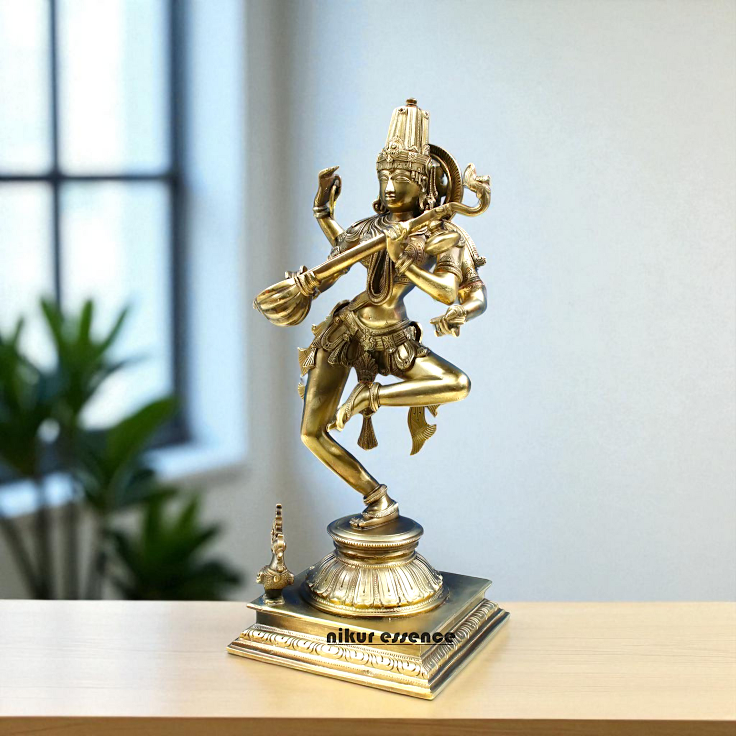 Goddess Saraswati Maa Dancing Bronze Panchaloha idol - 14.555 Inches Nikuressence