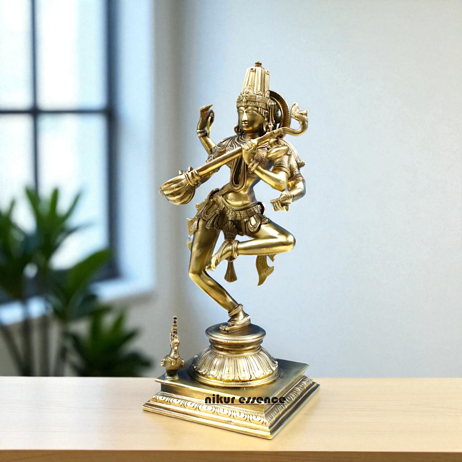 Goddess Saraswati Maa Dancing Bronze Panchaloha idol - 14.555 Inches Nikuressence