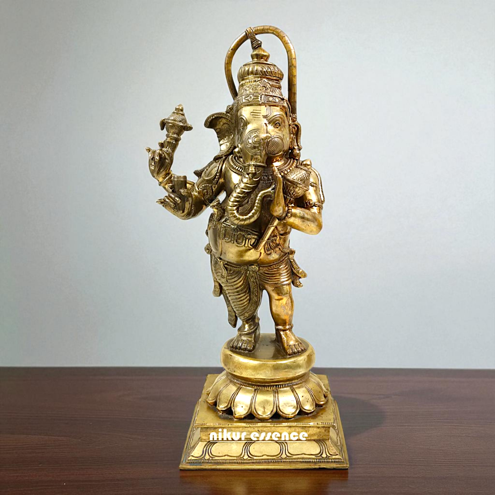 Ganesha Hanuman with Blessing Bronze Panchaloha idol - 18 Inches Nikuressence