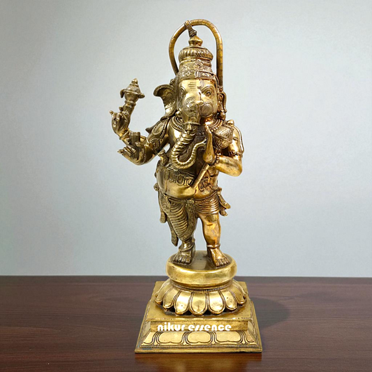 Ganesha Hanuman with Blessing Bronze Panchaloha idol - 18 Inches Nikuressence