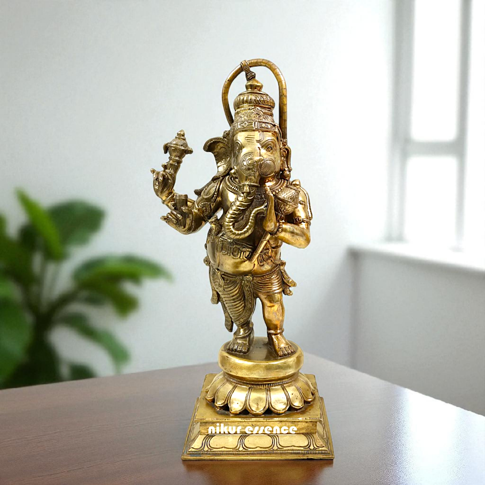 Ganesha Hanuman with Blessing Bronze Panchaloha idol - 18 Inches Nikuressence
