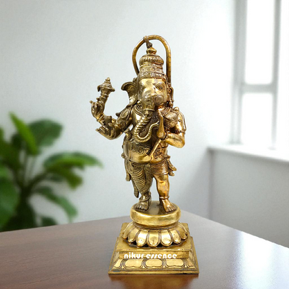 Ganesha Hanuman with Blessing Bronze Panchaloha idol - 18 Inches Nikuressence