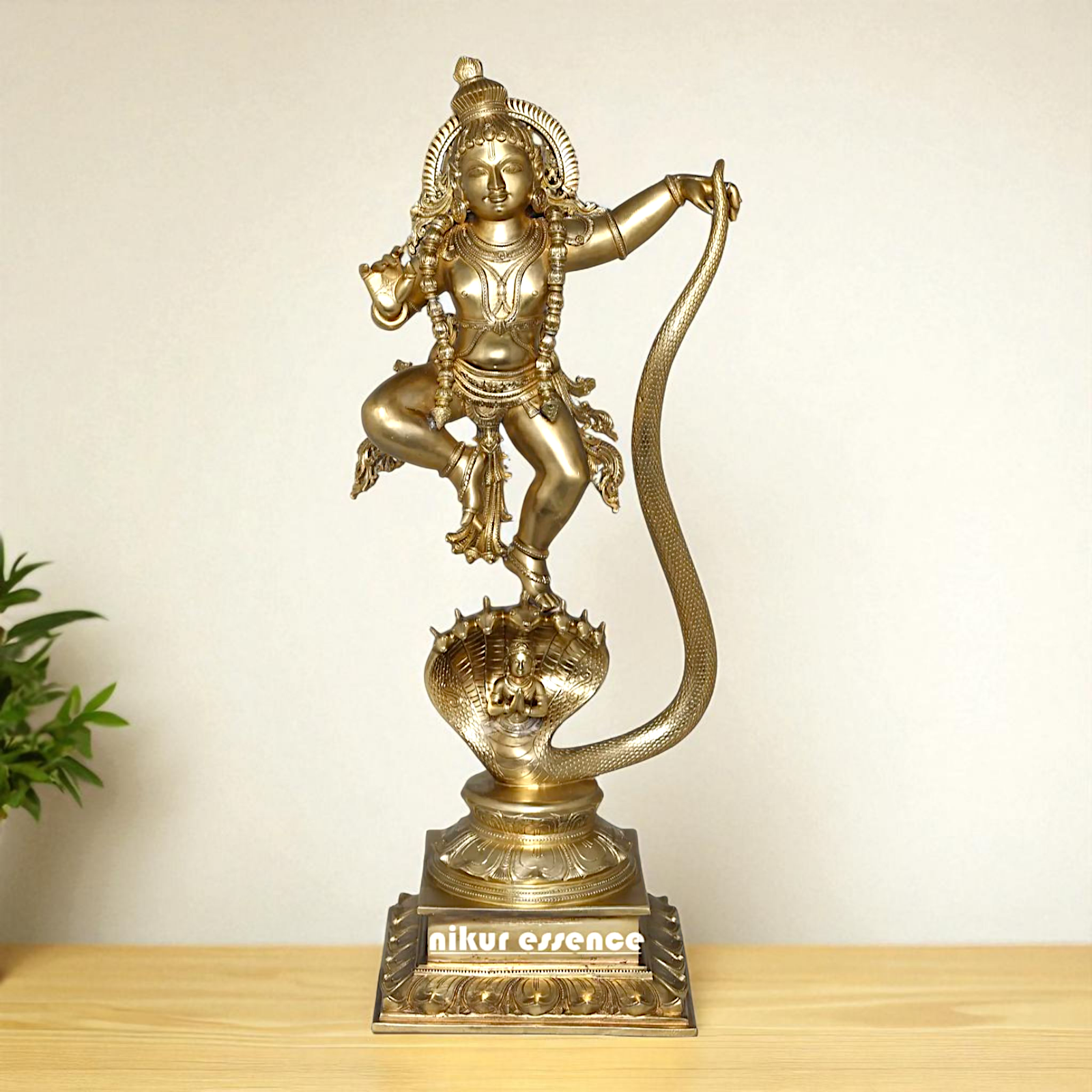 Lord kaliya naag krishna Govind Dancing Bronze Panchaloha statue - 26 Inches Nikuressence