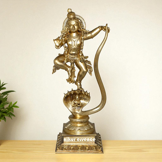 Lord kaliya naag krishna Govind Dancing Bronze Panchaloha statue - 26 Inches Nikuressence