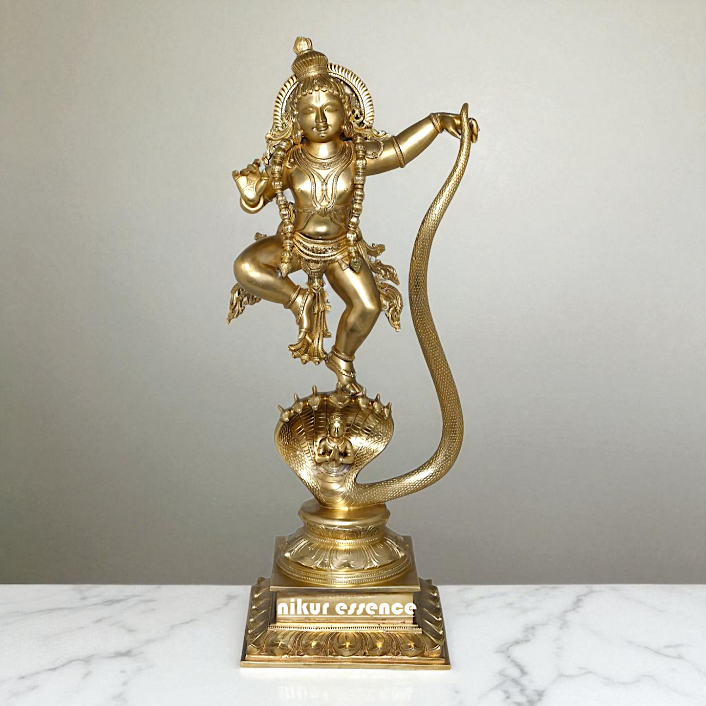 Lord kaliya naag krishna Govind Dancing Bronze Panchaloha statue - 26 Inches Nikuressence