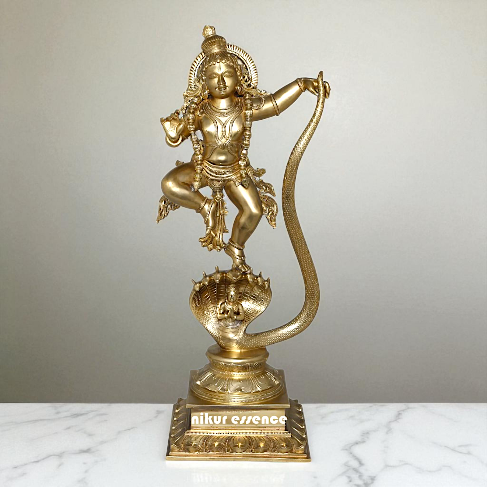 Lord kaliya naag krishna Govind Dancing Bronze Panchaloha statue - 26 Inches Nikuressence