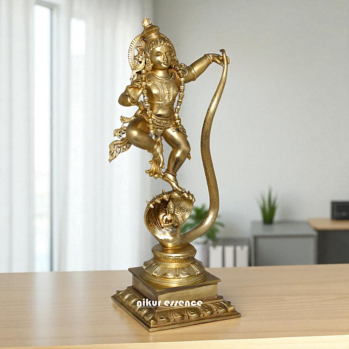 Lord kaliya naag krishna Govind Dancing Bronze Panchaloha statue - 26 Inches Nikuressence